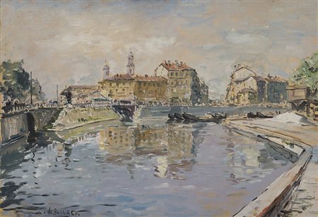 Giovanni Colombo da Busnago (Busnago 1908 - Gaggiano 1972) - "Il Naviglio....