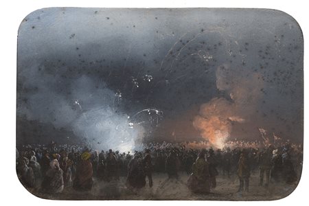 Carlo Bossoli (Lugano 1815 - Torino 1884) - "Fuochi d'artificio" tecnica...