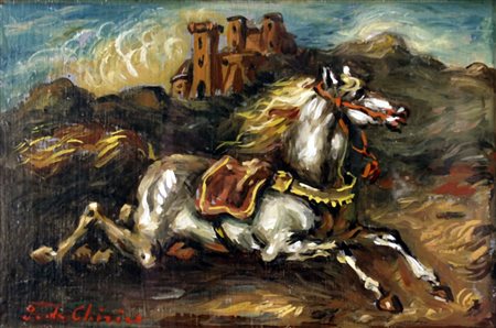 DE CHIRICO GIORGIO (Volos 1888 - Roma 1978) "Cavallo fuggente" 1964 Olio su...