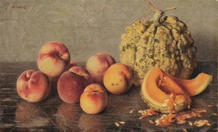 Giorgio Lucchesi (Lucca 1855 - 1941) NATURA MORTA CON FRUTTA olio su tela, cm...