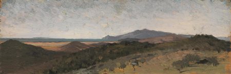 Eugenio Cecconi (Livorno 1842 - Firenze 1903) PAESAGGIO olio su tavoletta, cm...