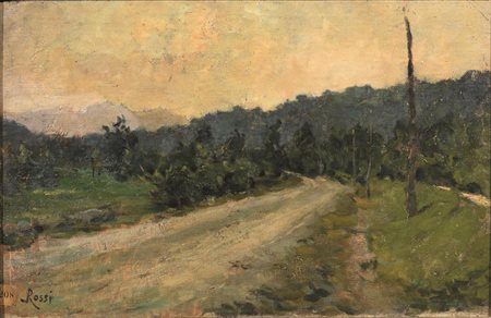 Luigi Rossi (Cassarate 1853 - Biolda 1923) STRADA DI CAMPAGNA olio su tela...