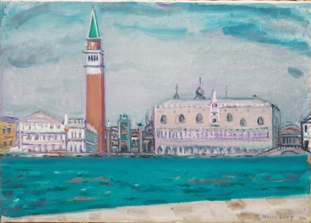 Moses Levy (Tunisi 1885 - Viareggio 1968) VENEZIA olio su tela, cm 50 ,5 x70...