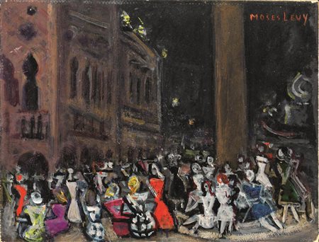 Moses Levy (Tunisi 1885 - Viareggio 1968) FESTA IN MASCHERA olio su carton...