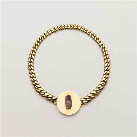 BULGARI Collier anni 1970/80 in oro giallo a maglia groumette lievemnete...