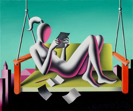 MARK KOSTABI Los Angeles 1960 Higher learning olio su tela / autentica su...