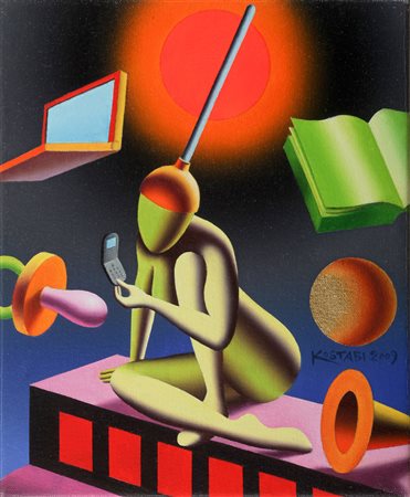 MARK KOSTABI Los Angeles 1960 Letter to a swing olio su tela / autentica su...