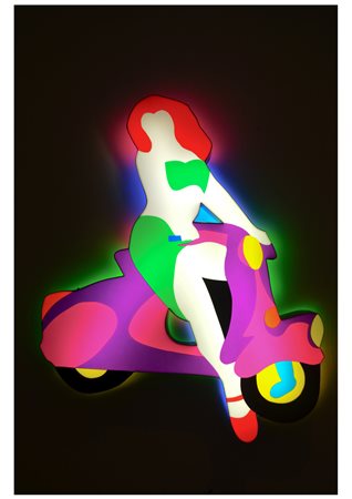 MARCO LODOLA Dorno (PV) 1955 Vespa Luminosa / autentica su foto 125x100x12