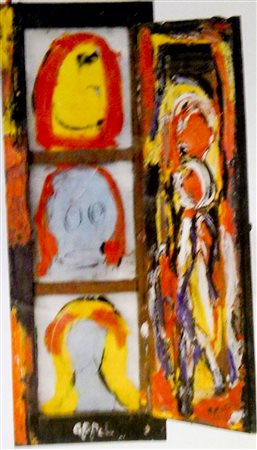 KAREL APPEL Finestra olio su legno / archiviata 75x115