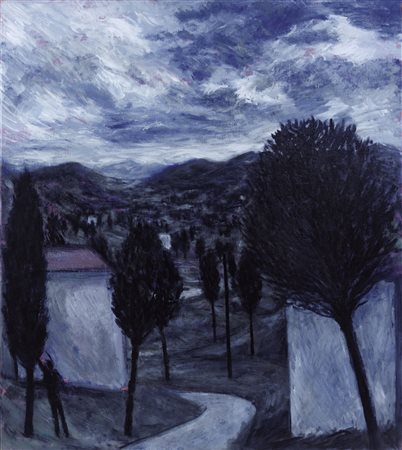 MARCO NERI Forlì 1968 A sostegno degli alberi, 1993 olio su tela cm. 80x70,...