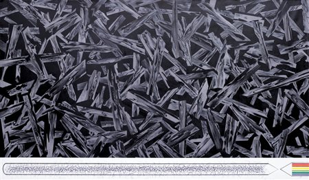 KATZUO KIMURA Giappone ? Ricostruzione, 1975 acrilico su tela cm. 80x140,...