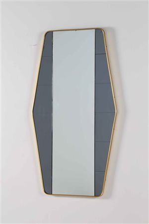 CRISTAL ART TORINO Specchio con cornice in ottone. Ottone e vetro. Cm 60,00 x...