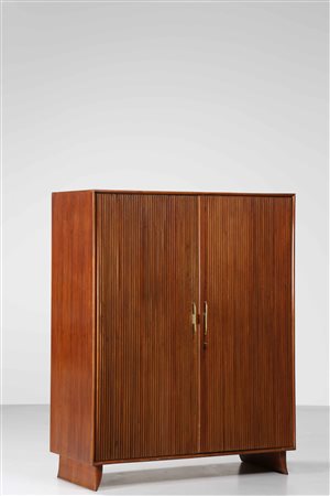 BUFFA PAOLO (1903 - 1970) Armadio in noce grissinato. Legno e ottone. Cm...