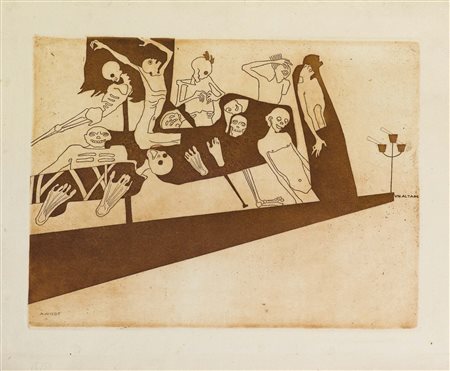 Adolfo Wildt (1868-1931), Un altare, 1930 ca, acquaforte e acquatinta cm...