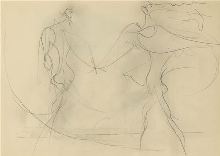 Osvaldo Licini (1894-1958), Angeli ribelli, disegno matita su carta, cm...