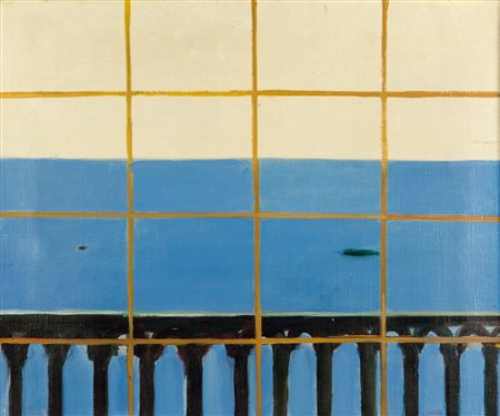 Virgilio Guidi ( 1892-1984), Marina con balaustra, 1960, olio su tela, cm...