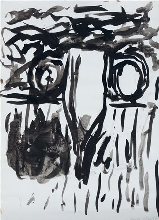 Georg Baselitz (1938), Senza titolo, tecnica mista su carta, cm 60x50; sul...