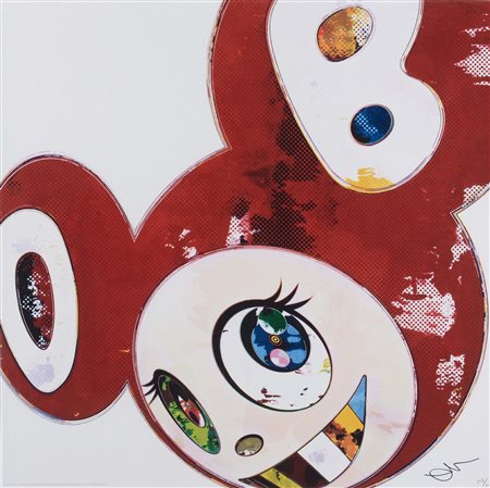 Takashi Murakami (1962), Dob, in Pure red and white, 2013, stampa a colori,...