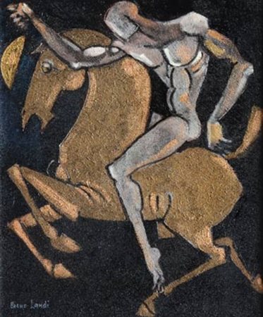 Bruno LANDI Roma, 1941 Cavaliere, 2005 olio su tela cm 50x40