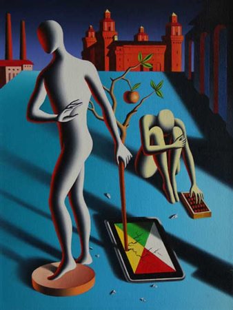 Mark KOSTABI Los Angeles, 1960 The new apple, 2010 olio su tela cm 40x30...