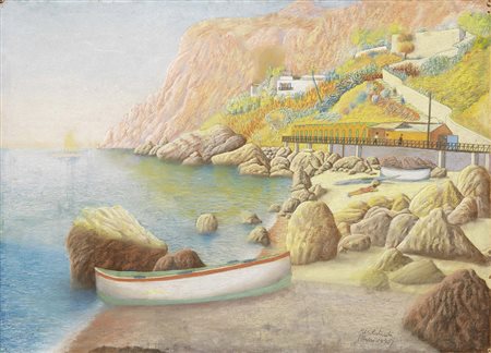 Ugo Astarita, Capri 1904 - 1964, Pennaulo, 1932, Pastello su carta applicata...