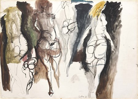 Renato Guttuso, Bagheria (Pa) 1912 - Roma 1987, Figure, 1960, Gouache e...