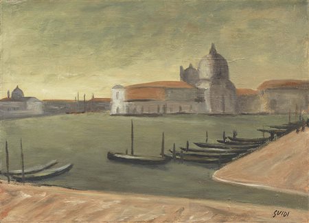 Virgilio Guidi, Roma 1891 - Venezia 1984, Venezia, 1940, Olio su tela, cm....