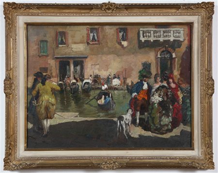 ZAGO ERMA (1880 - 1942) Canale a Venezia. Olio su tavola. Cm 60,00 x 46,00....