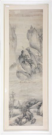 Arte Cinese Dipinto raffigurante un paesaggio Anonimo, Cina, XIX secolo...