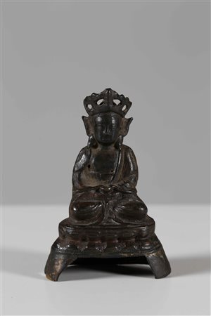 Arte Cinese Scultura in bronzo raffigurante Amitabha Cina, dinastia Qing,...
