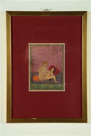 Arte Indiana Miniatura erotica India, Rajasthan, prima metà XIX secolo...