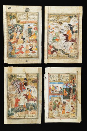 Arte Islamica Quattro miniature dal Diwan di Hafez Iran, tardo XVI secolo. ....