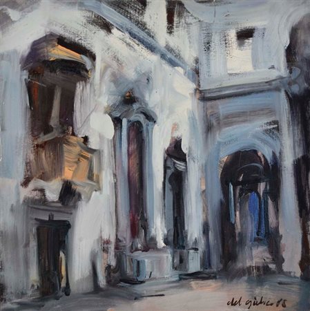 DEL GIUDICE PAOLO Treviso 1952 Interno di chiesa 1988 olio su tela 50x50...