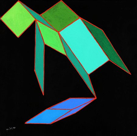 ACHILLE PERILLI, 1927, Sqwe qwe, 1986, Tecnica mista su tela, cm. 40 x 40,...