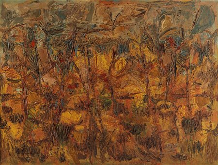 Enrico Della Torre (Pizzighettone 1931) - "Campo di granoturco" 1955 olio su...