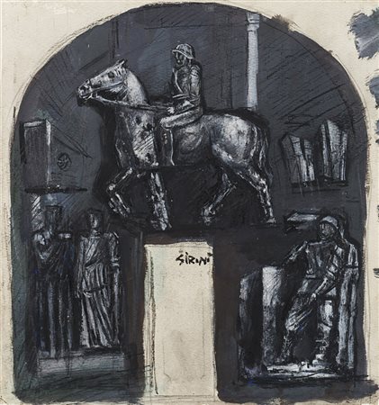 Mario Sironi (Sassari 1885 - Milano 1961) - "Studio per l'affresco Rex...