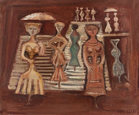 Massimo Campigli (Berlino 1895 - St. Tropez 1971) - "La Scala" 1956 olio su...