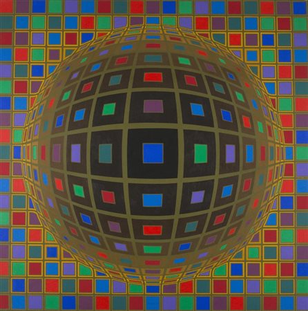 Victor Vasarely, Pecs 1906 - Parigi 1997, Sin-Tuz 1973, Acrilico su tela, cm....