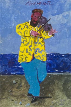 Antonio Possenti, Lucca 1933 - , Violinista , Olio su cartone telato, cm....