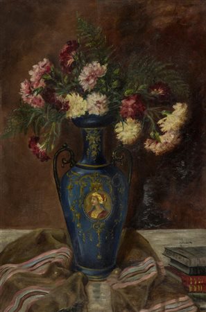 Enrichetta Chiostri, Firenze 1860 - 1942, Vaso di fiori , Olio su tela, cm....