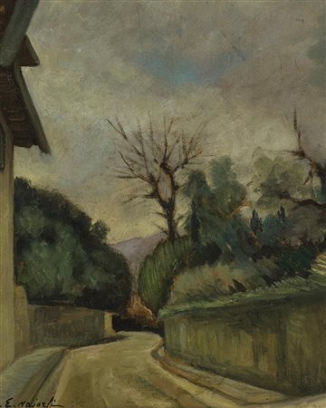 Enzo Maiorfi, Siena 1893 - , Paesaggio , Olio su cartone, cm. 29,5x23,5,...