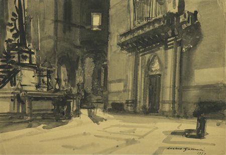 Luciano Guarnieri, Firenze 1930 - 2009, Interno di chiesa 1950, China...