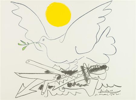 Pablo Picasso, Malaga 1881 - Mougins 1973, La colombe de la paix con sole...