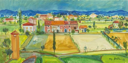 Alfredo Fabbri, Grosseto 1926 - 2010, Dietro casa 1960, Olio su tela, cm....