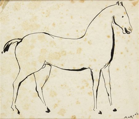 MARINO MARINI Pistoia 1901 - Viareggio 1980 Cavallo China su carta cm 17,5 x...