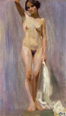 DEIVA DE ANGELIS Gubbio 1885 - Roma 1925 Nudo femminile, 1912 Olio su tela cm...