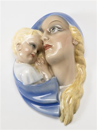 Manifattura CIA, Torino - Madonna col Bambino- Altorilievo in ceramica...