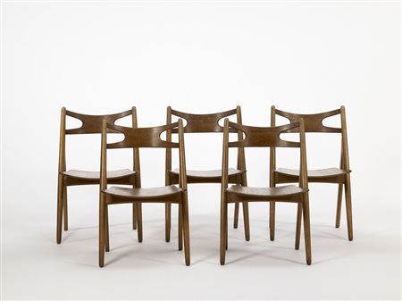 Hans Wegner (1914 - 2007) - Gruppo di sei sedie modello "ch-29". Produzione...