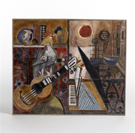 Paolo De Poli (Padova 1905 - 1966) - "La musica" grande pannello decorativo...