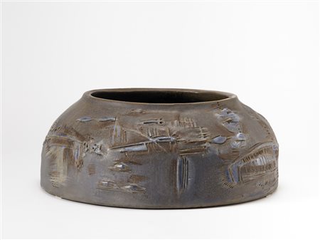 Carlo Zauli (1926 - 2002) - Grande vaso in grès lavorato al tornio,...